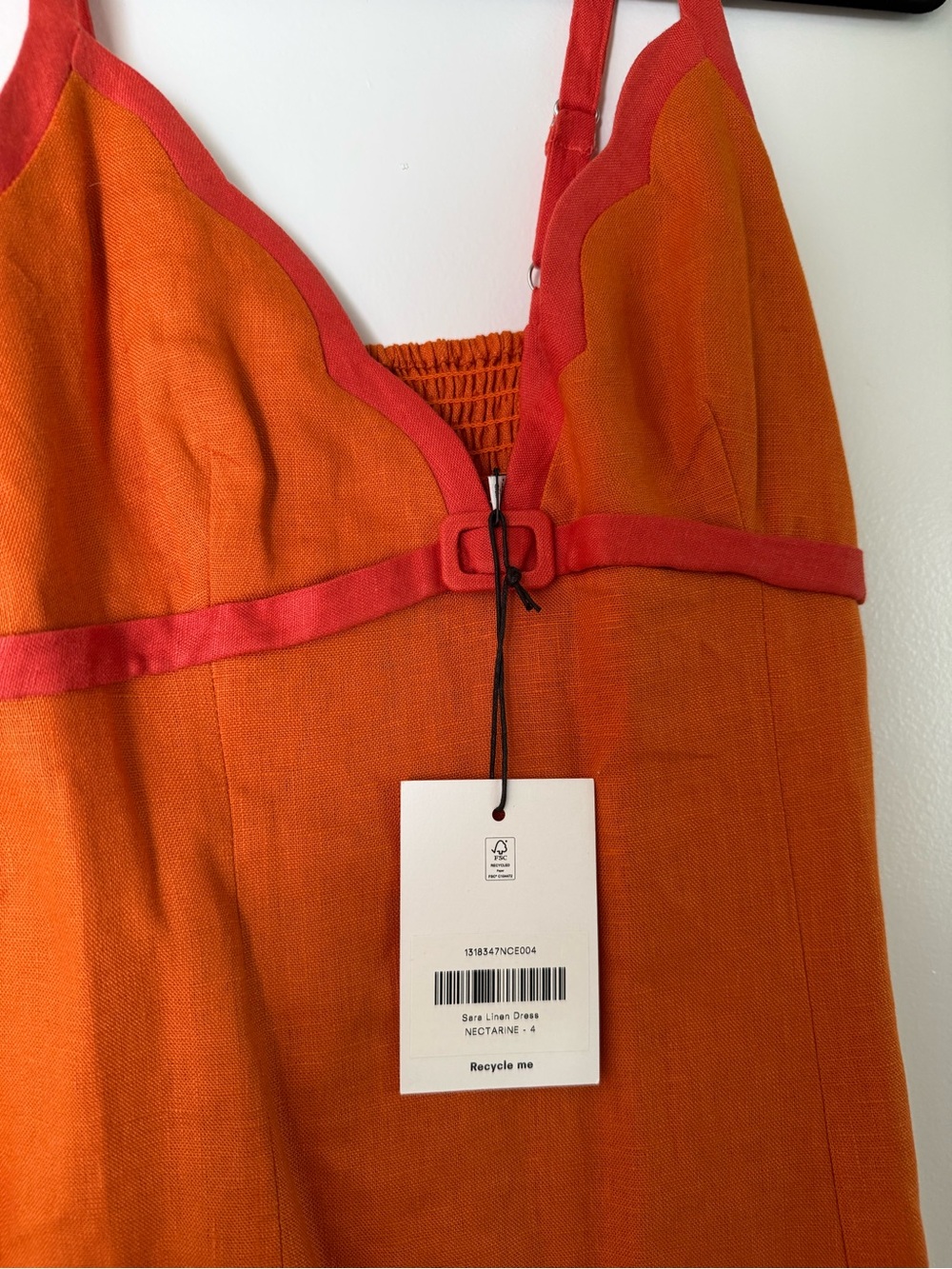 Reformation Sara Linen Dress Nectarine - 4 - Picture 9 of 11